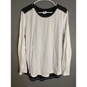 Star Tree White Gray Scoop Neck Long Sleeve Top Size XL